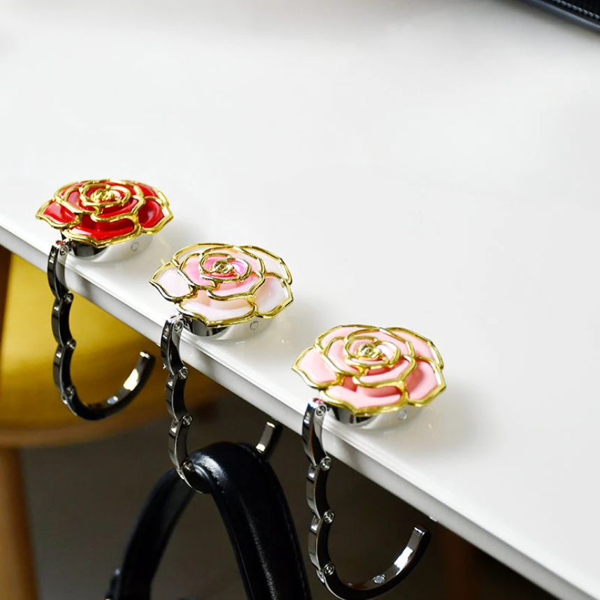 Home Office Desk Ideas - Rose Flower Foldable Bag Holder Hanging