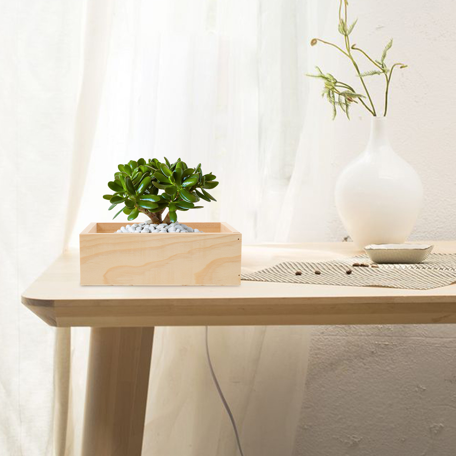 Home Office Box - Premium Wooden Rectangular Flowerpot for Succulents