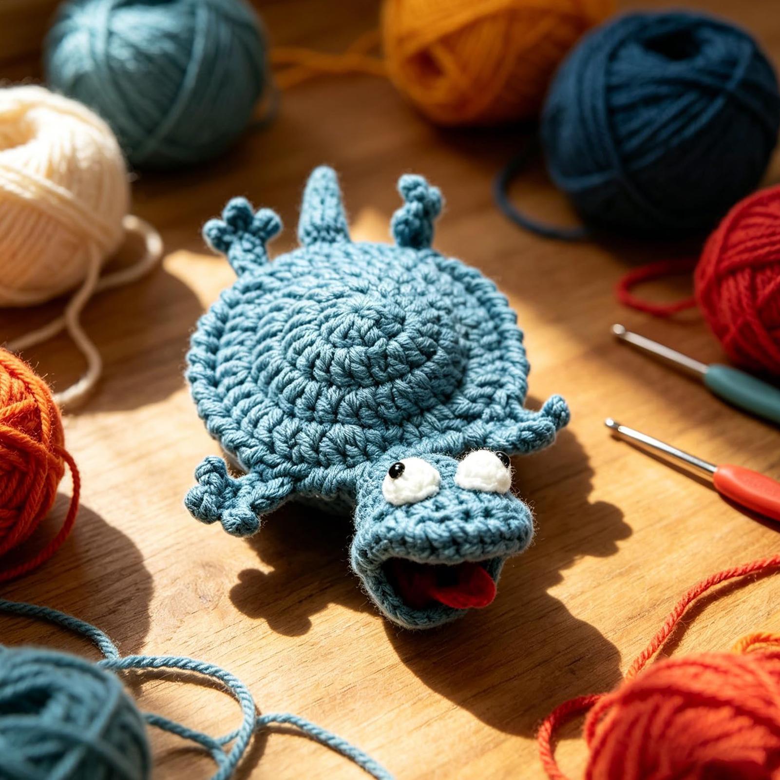 Home Office Desk Ideas - Fun Crochet Lizard Coaster Table Mat