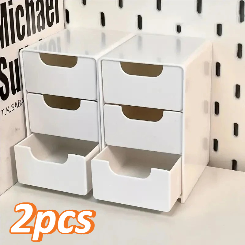 Home Office Furniture Sets - 1pc 3-Drawer Desktop Storage Box, Stackable
