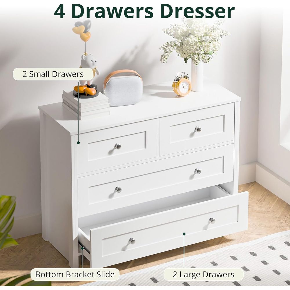 40-inch Wide 4-Drawer White Wo - Home Office In Living Room 리뷰 및 가격