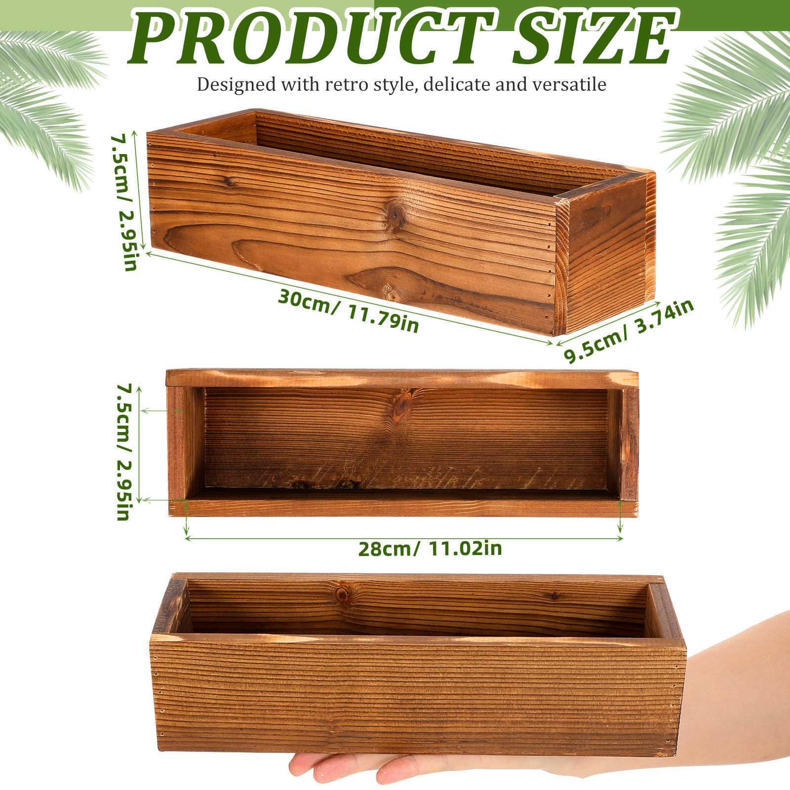 Rustic Wood Flower Pot Rectang - Home Office Box 리뷰 및 가격