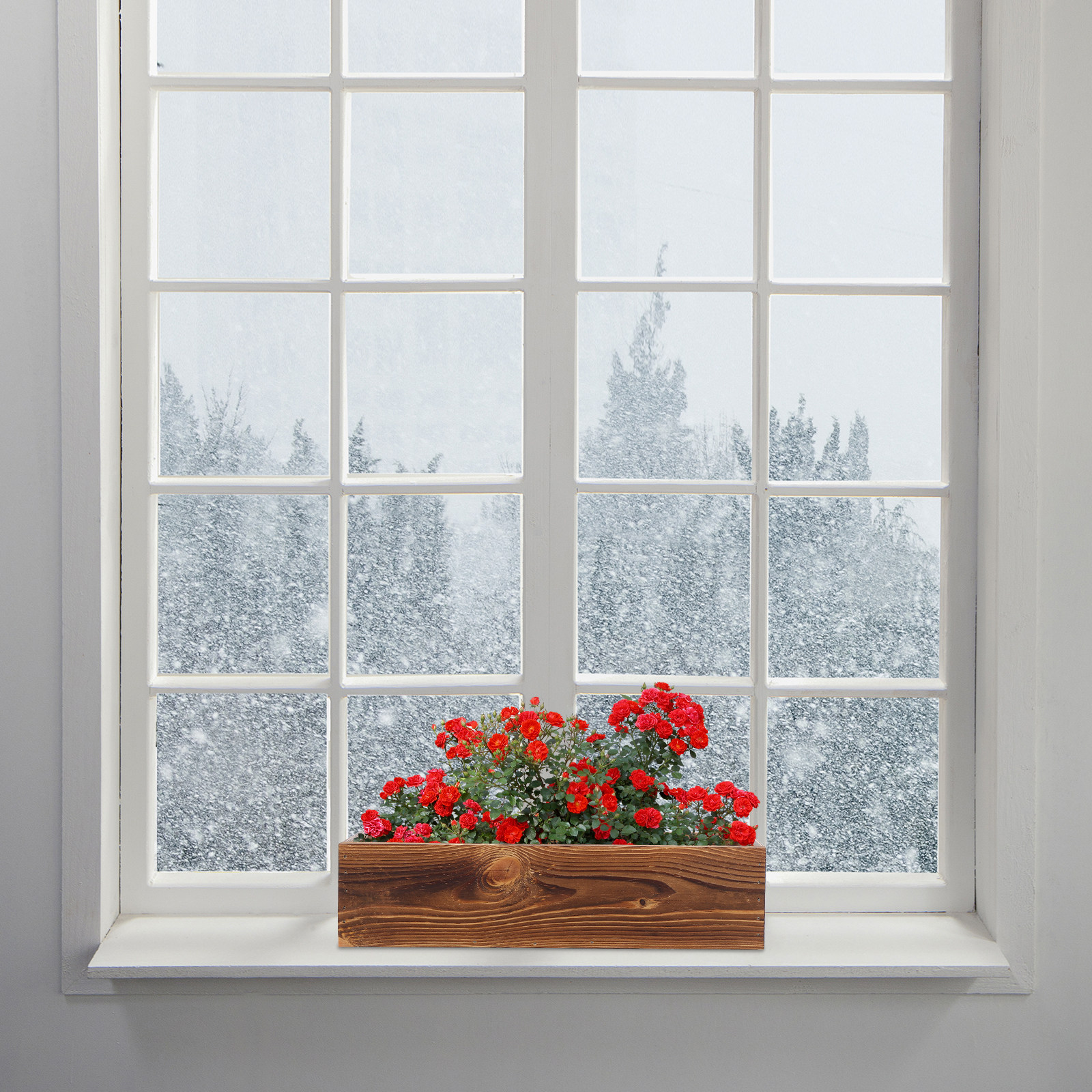 Rustic Wood Flower Pot Rectang - Home Office Box 리뷰 및 가격