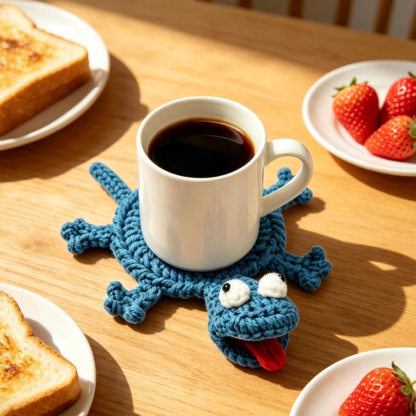Fun Crochet Lizard Coaster Tab - Home Office Desk Ideas 리뷰 및 가격