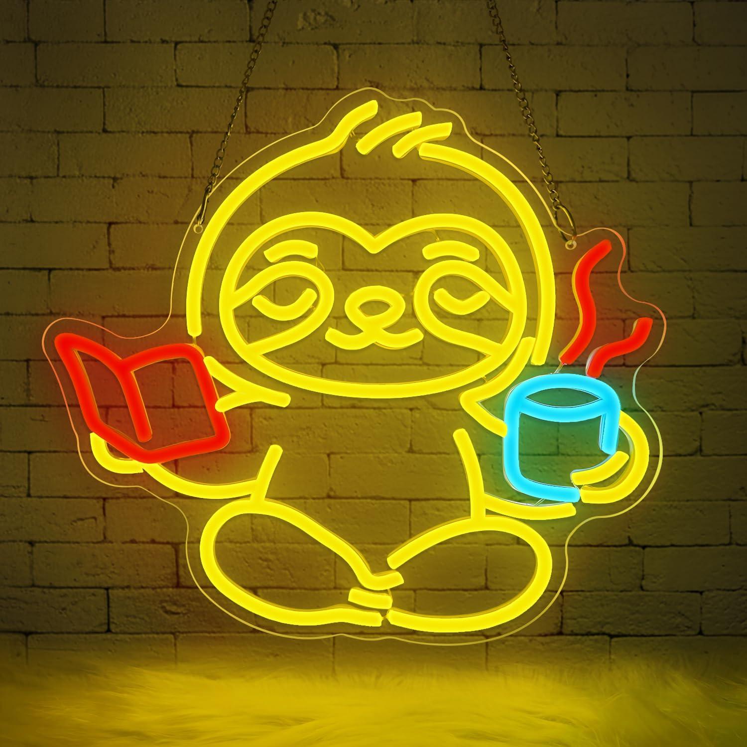 Sloth Neon Sign USB Dimmable L - Home Office In Living Room 리뷰 및 가격