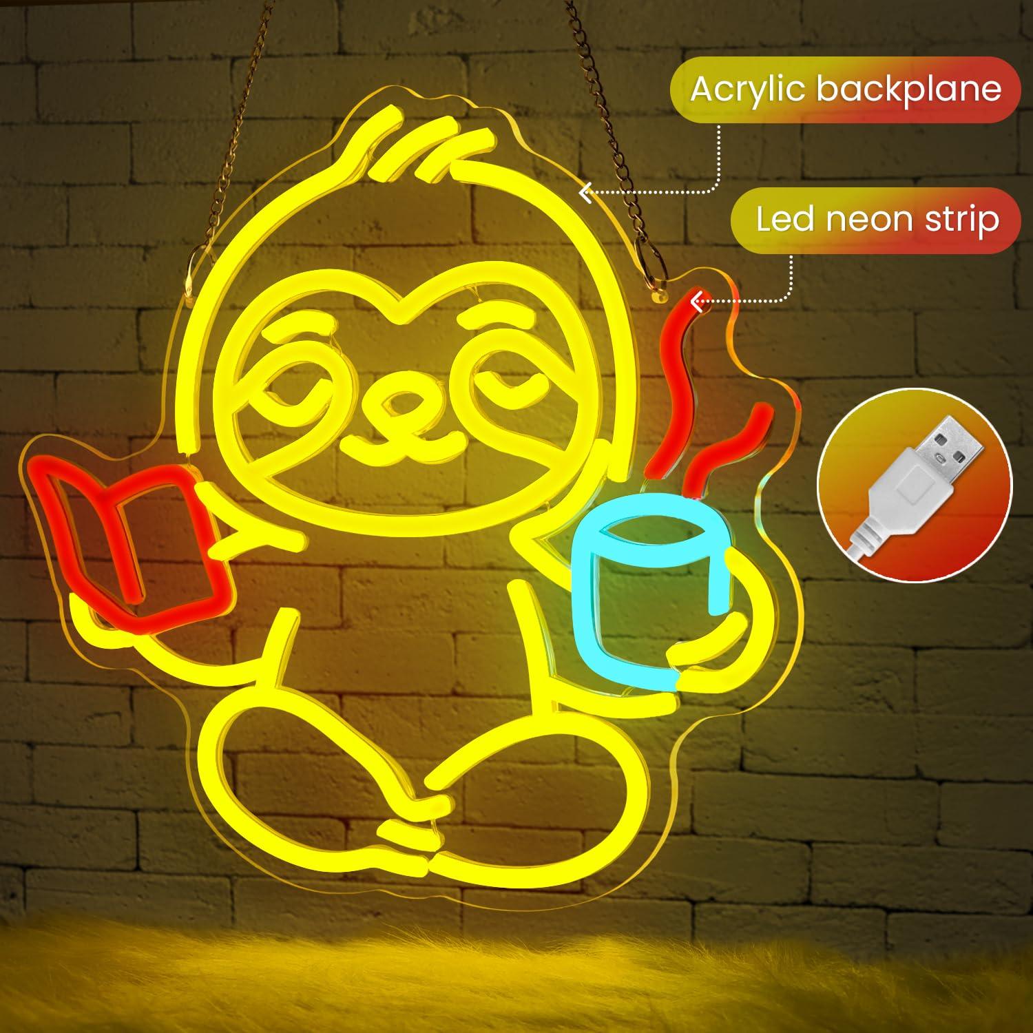 Sloth Neon Sign USB Dimmable L - Home Office In Living Room 리뷰 및 가격