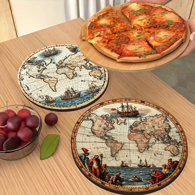 2D Retro World Map Coaster Set - Home Office Furniture Sets 리뷰 및 가격