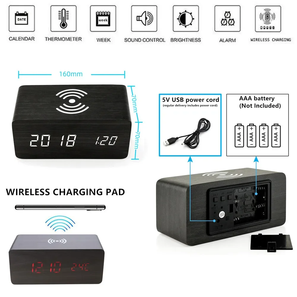 Alarm Clock LED Digital Wooden - Led Desk Clock 리뷰 및 가격