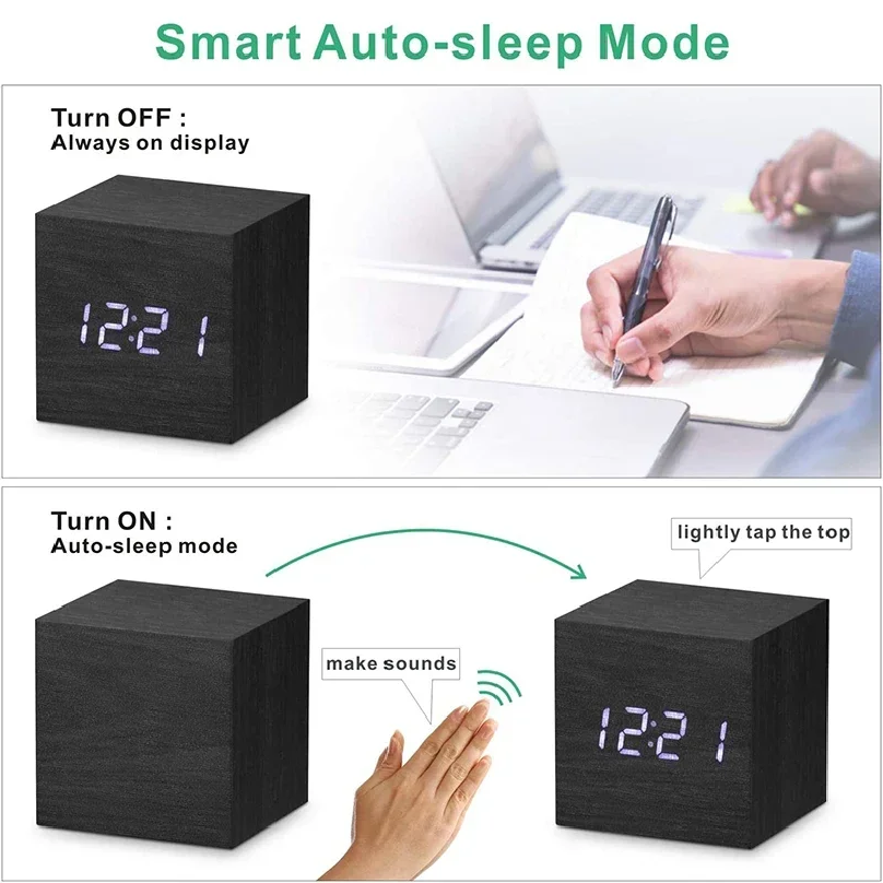 Wooden Digital Alarm Clock wit - Led Desk Clock 리뷰 및 가격